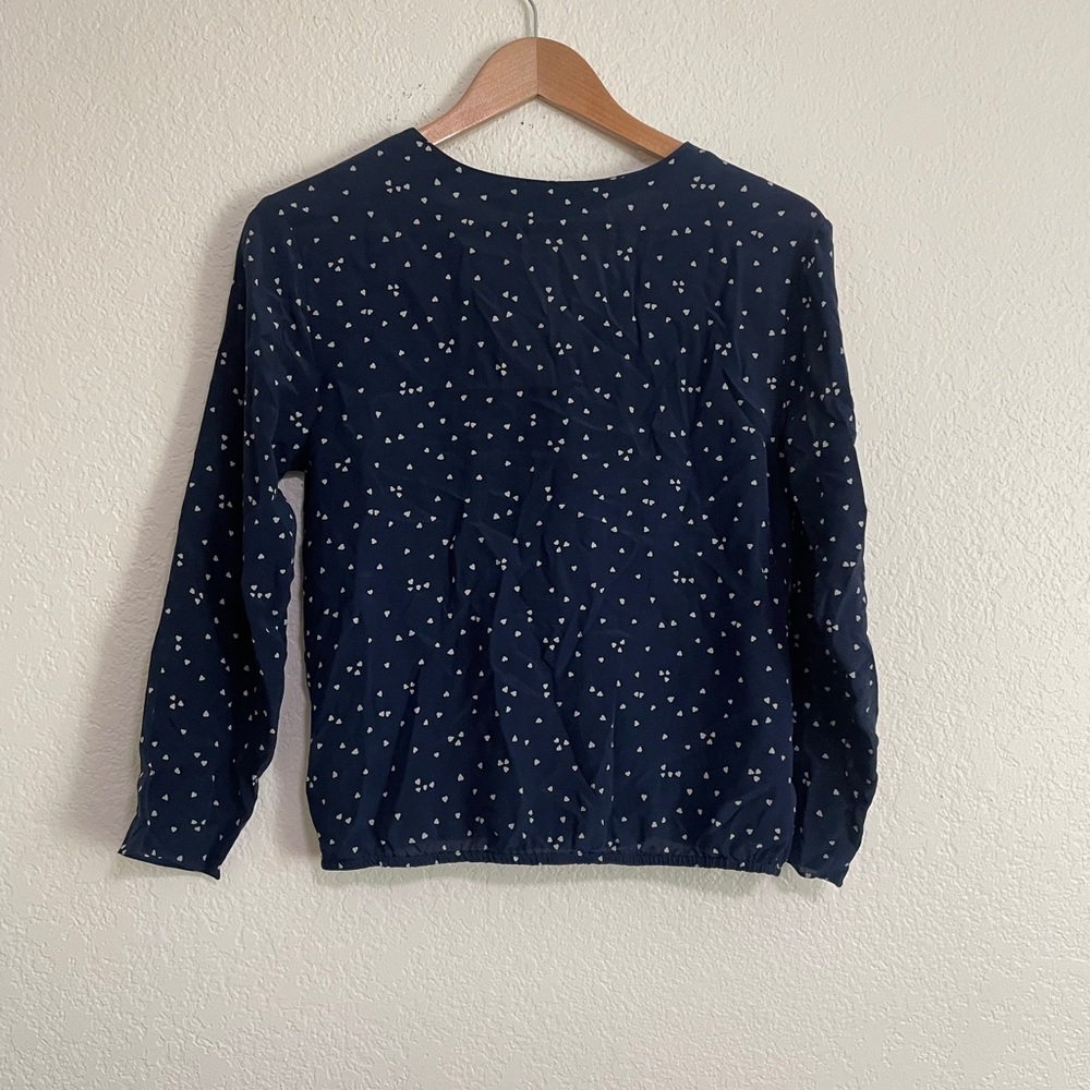 Madewell Navy Top with White Hearts